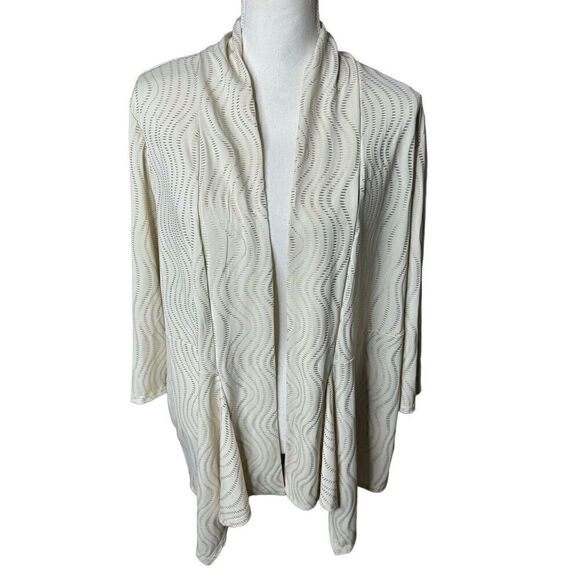 Chico's Travelers Collection Golden Waves Gold Cream Embellished Jacket Sz 3 NWT - Picture 2 of 8